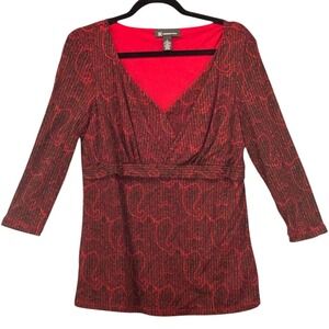 INC Boho Paisley Blouse Red‎ Large